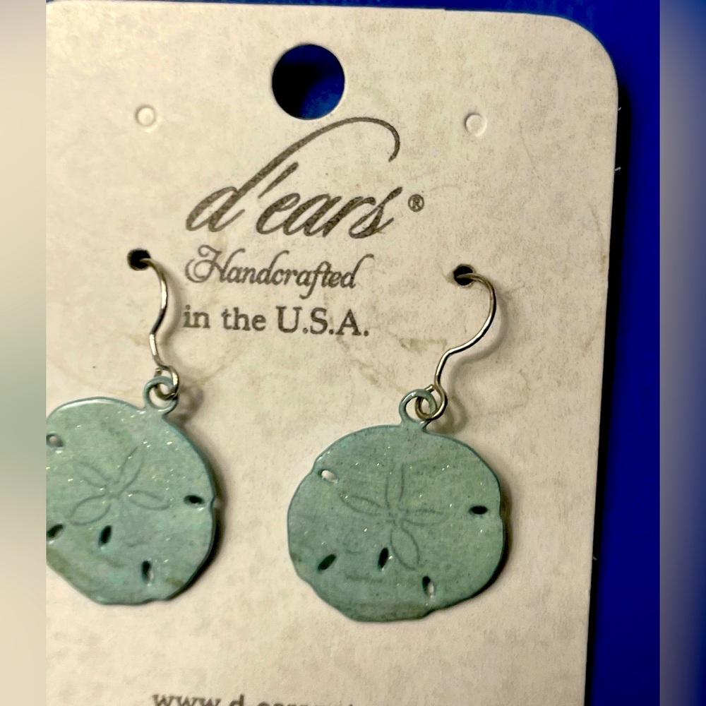 New, with tags , Sand dollar earrings in a pretty beach green color